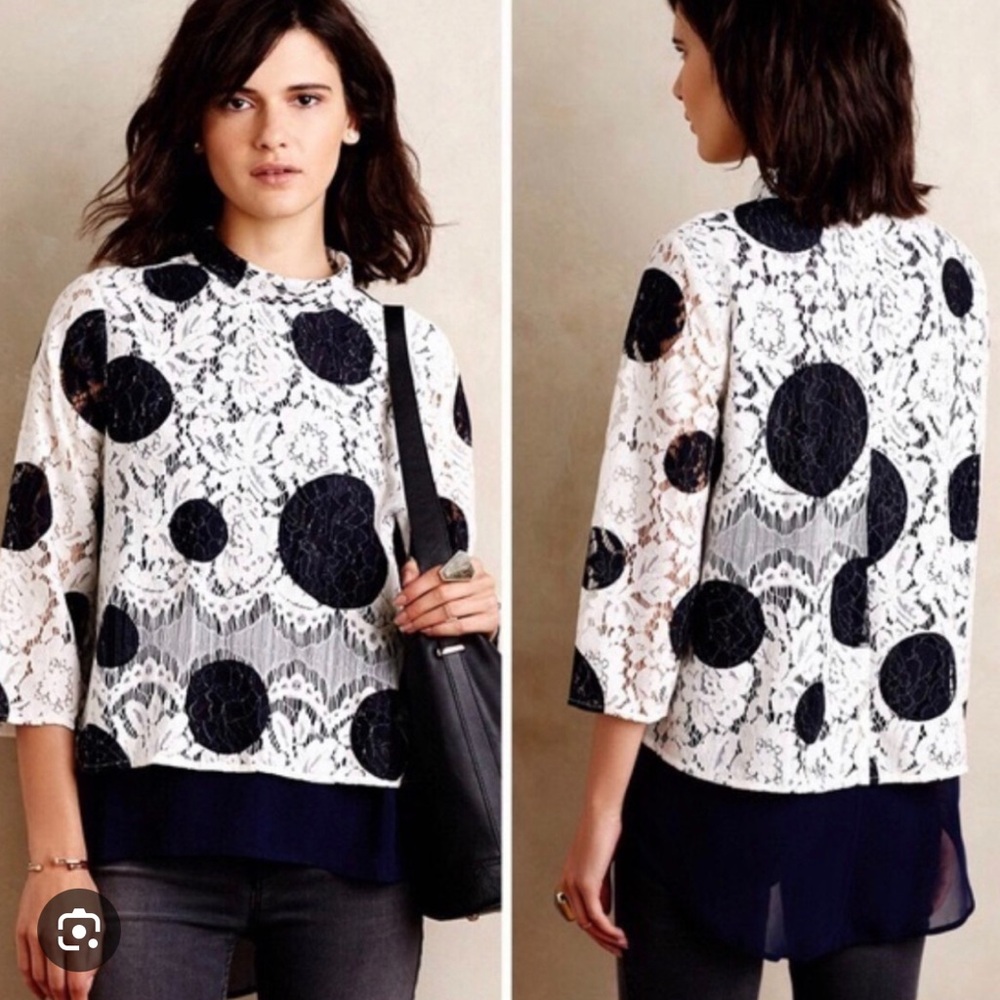 HD in Paris Black and White 3/4 Sleeve Boxy Blouse